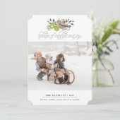 Patrijs en Peer Vakantie Foto Feestdagenkaart (Staand voorkant)