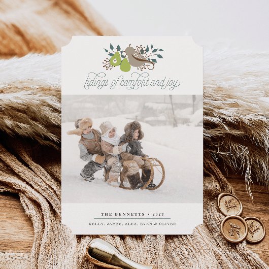 Patrijs en Peer Vakantie Foto Feestdagenkaart