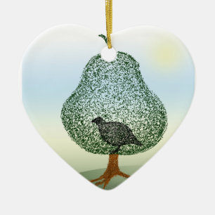 Patrijs in een Hart van Kerstmis van de Boom van Keramisch Ornament
