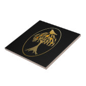 Patrijs in een Parelboom Goud Tegeltje (Zijkant)