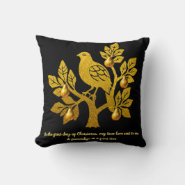 Patrijs in een peer tree chique zwart gouden kerst kussen