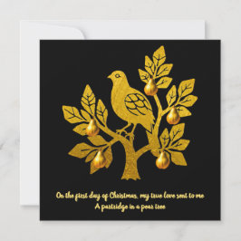 Patrijs in een peer tree Elegant Gouden Kerstmis Feestdagenkaart