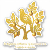 Patrijs in een peer tree gouden feestelijke kerst sticker (Voorkant)