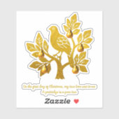 Patrijs in een peer tree gouden feestelijke kerst sticker (Vel)