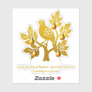 Patrijs in een peer tree gouden feestelijke kerst sticker