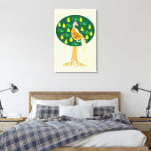 Patrijs in een perenboom canvas afdruk (Insitu (Slaapkamer))