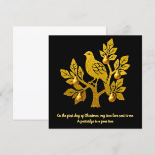 Patrijs In Een Perenboom Elegant Gouden Kerstmis Feestdagenkaart