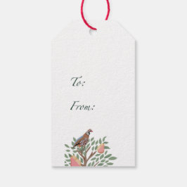 Patrijs in een perenboom Kerstlied op groen Cadeaulabel