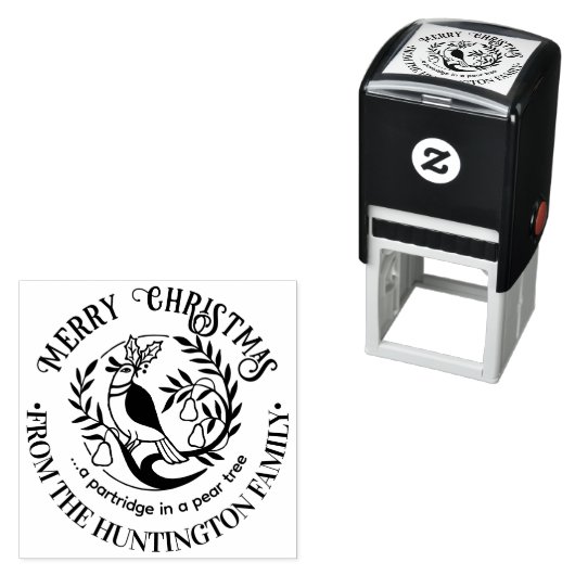 Patrijs in een perenboom Kerstmis Naam #2 Zelfinktende Stempel (In situ)