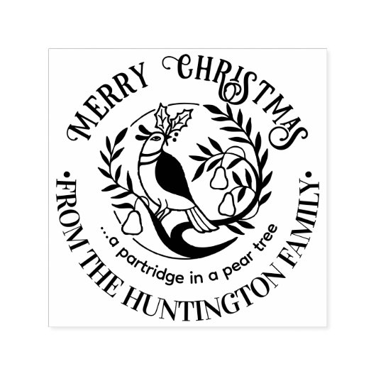 Patrijs in een perenboom Kerstmis Naam #2 Zelfinktende Stempel (Design)