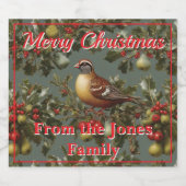 Patrijs in een perenboom personaliseren sparkling wijnetiket (Enkel label)