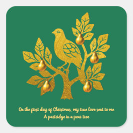 Patrijs In Een Perenboom Smaragdgroene Kerstmis Vierkante Sticker