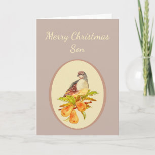 Patrijs van Kerstmis van de zoon de Vrolijke in de Feestdagen Kaart