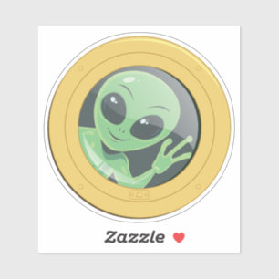 Patrijspoort Raam Alien Zwaaiende Boot Humor Sticker