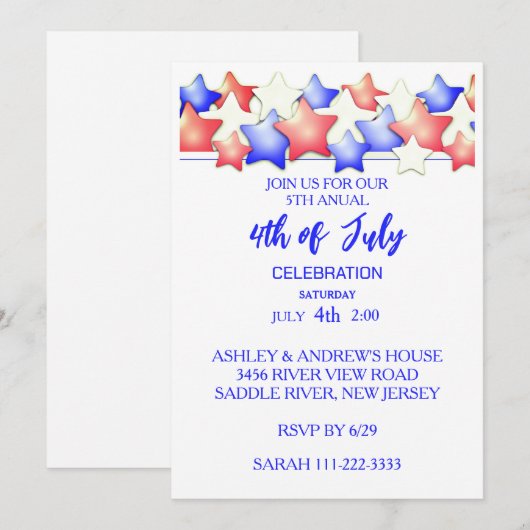 Patriot 4 juli feest kaart (Voorkant / Achterkant)