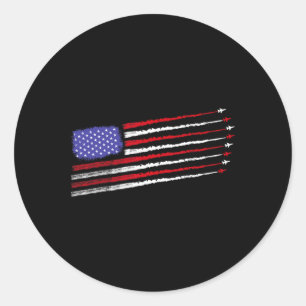 Patriot 4th Fighter Jets Vliegtuig Vlag van de VS Ronde Sticker