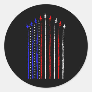 Patriot 4th Fighter Jets Vliegtuig Vlag van de VS  Ronde Sticker