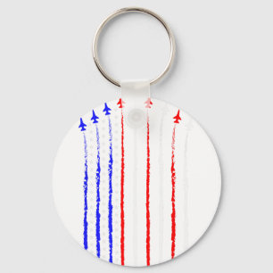 Patriot 4th Fighter Jets Vliegtuig Vlag van de VS Sleutelhanger
