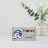 Patriot Aannemer Loodgietersdienst Chrome Design Visitekaartje (Staand voorkant)