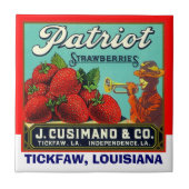  patriot aardbei Tickfaw LA Label Tile Tegeltje (Voorkant)