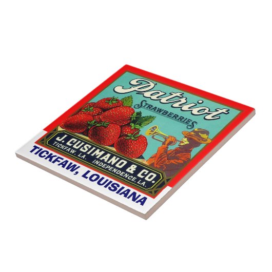  patriot aardbei Tickfaw LA Label Tile Tegeltje (Zijkant)