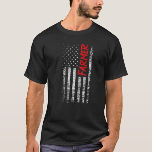 Patriot Amerikaanse vlag Boer Rancher Farming T-shirt (Voorkant)