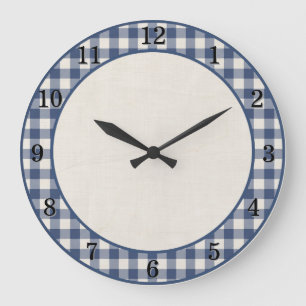 Patriot blauw geruit boerderij keuken wandklok