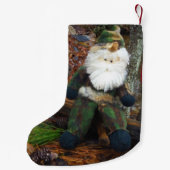 Patriot Camouflage Santa met Amerikaanse vlag Kleine Kerstsok (Achterkant)