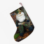 Patriot Camouflage Santa met Amerikaanse vlag Kleine Kerstsok (Achterkant (Hangend))