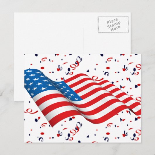 Patriot Confetti Feestdagenkaart (Voorkant / Achterkant)