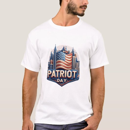 Patriot Day American Flag Skyline T-shirt (Voorkant)