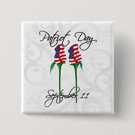 Patriot Day, twee Amerikaanse Rozen Vierkante Button 5,1 Cm (Voorkant)