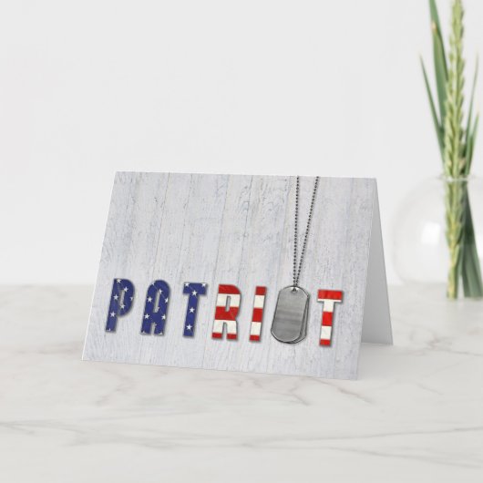 Patriot Dog Tags op hout Bedankkaart (Voorkant)