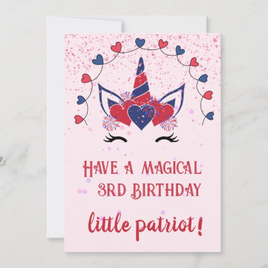 Patriot eenhoorn sparkle verjaardagskaart, kaart (Voorkant)