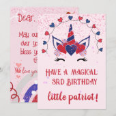 Patriot eenhoorn sparkle verjaardagskaart, kaart (Voorkant / Achterkant)