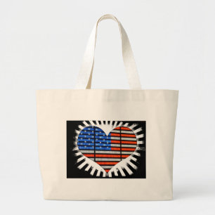 Patriot Heart American Flag Grote Tote Bag
