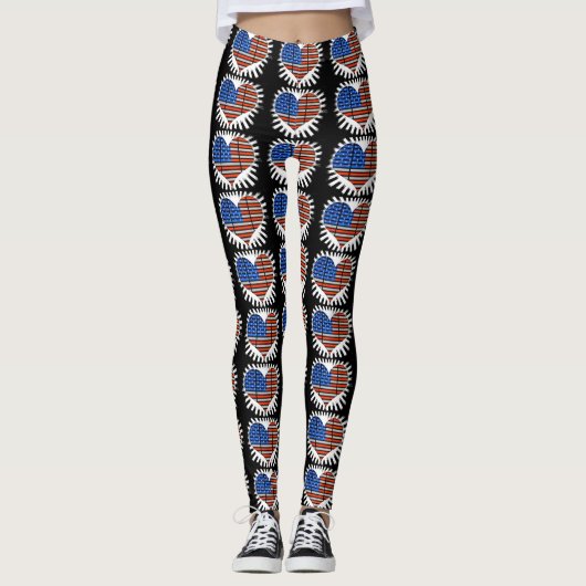 Patriot Heart American Flag Leggings (Voorkant)