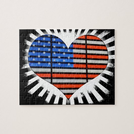 Patriot Heart American Flag Legpuzzel (Horizontaal)