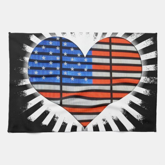 Patriot Heart American Flag Theedoek (Horizontaal)