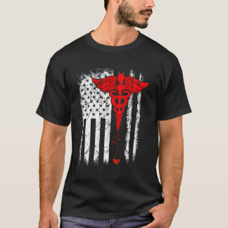 Patriot kleding verpleegster dunne rode lijn Ameri T-shirt