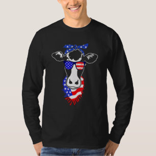 Patriot Koe 4 juli Amerikaanse vlag boerderijdiere T-shirt