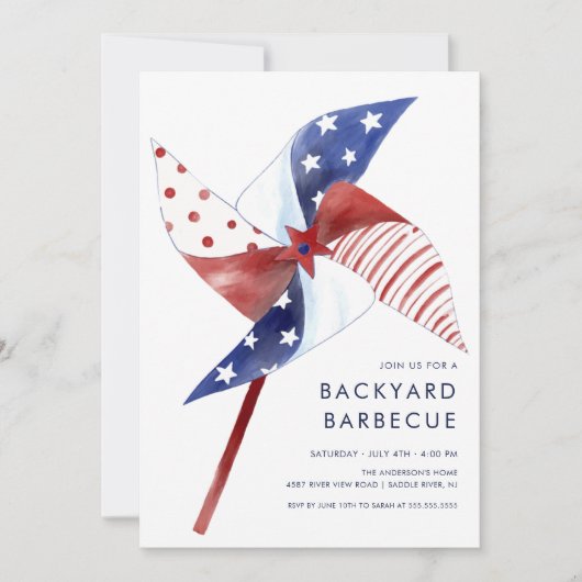 Patriot Party Pinwheel Uitnodiging (Voorkant)