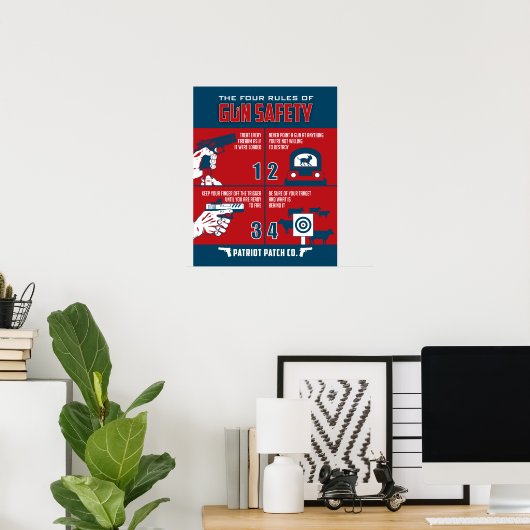 Patriot Patch Co - 4 Rules of Pistool Safety Poste Poster (Thuiskantoor)