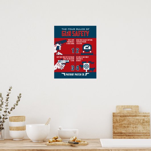 Patriot Patch Co - 4 Rules of Pistool Safety Poste Poster (Keuken)