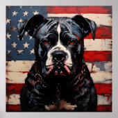 Patriot Pitbull met Amerikaanse vlag 4 juli Poster (Voorkant)