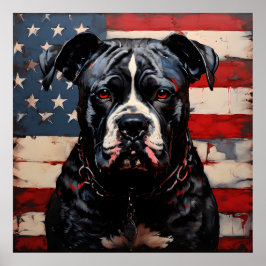 Patriot Pitbull met Amerikaanse vlag 4 juli Poster