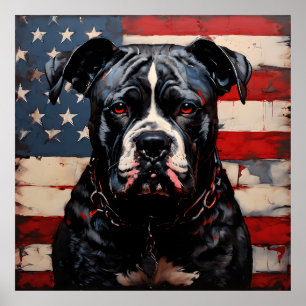 Patriot Pitbull met Amerikaanse vlag 4 juli Poster