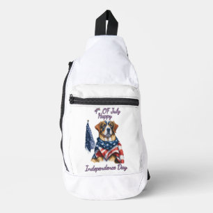 Patriot Pup in Stars and Stripes Onafhankelijkheid Sling Bag