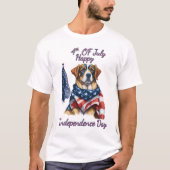 Patriot Pup in Stars and Stripes Onafhankelijkheid T-shirt (Voorkant)