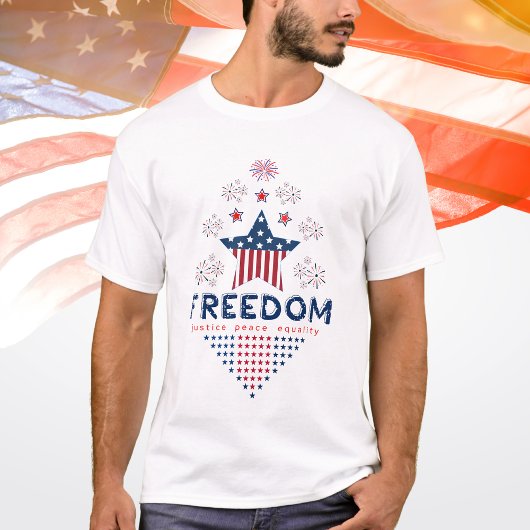 Patriot Red Blue Freedom USA Flag Star Mannen fami T-shirt